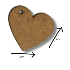 Kit 50 Apliques coração com furo 4cm