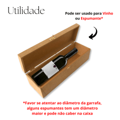 Caixa de Vinho para Presente Madeira MDF com Fecho e Dobradiça 1 Garrafa