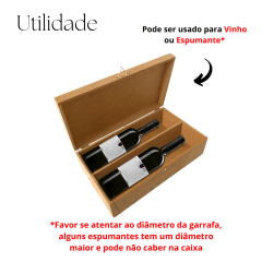Caixa de Vinho para Presente Madeira MDF com Fecho e Dobradiça 2 Garrafas